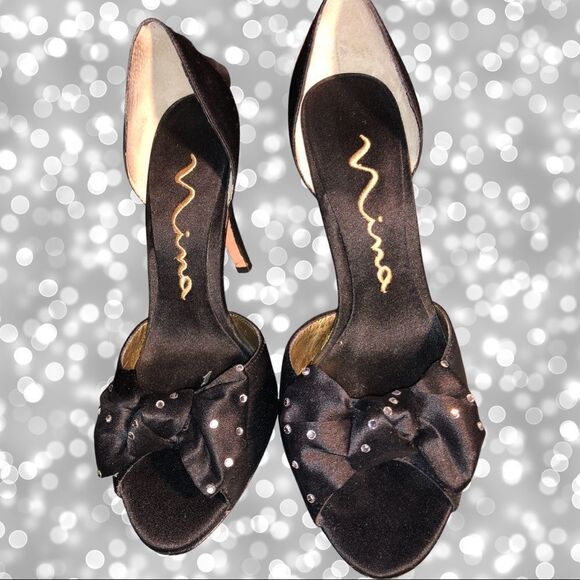 Nina black evening heels with a little sparkle - Picture 4 of 7